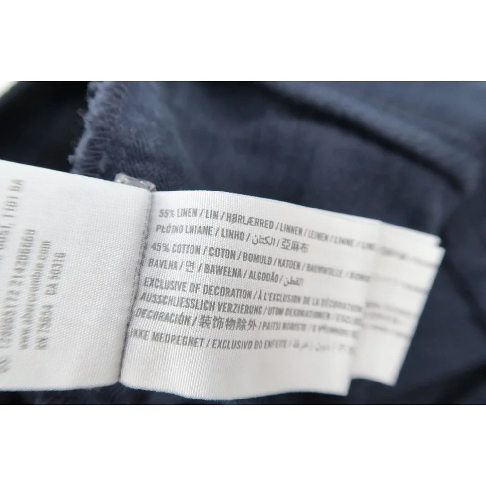 Abercrombie & Fitch Chino Shorts Mens 36 Navy Blue Linen Blend Flat Front 7
